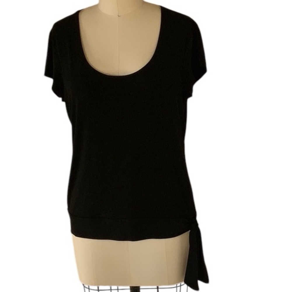 Alfani black t-shirt w/tie at waist, Sz L